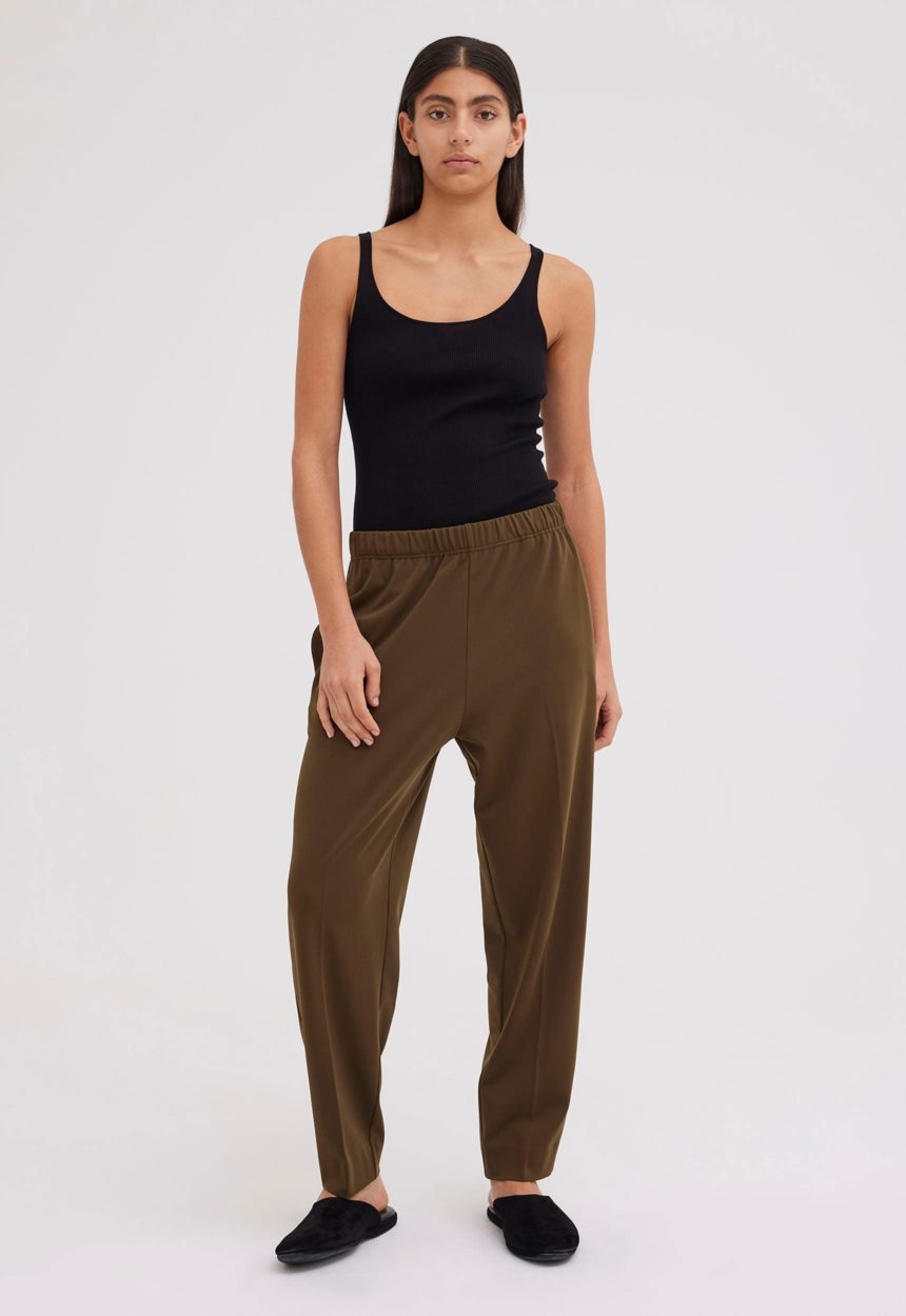 Jac + Jack Wells Elasticated Pant - Dark Olio Green